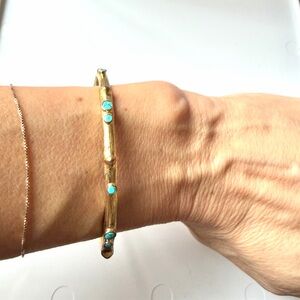 Melinda Maria Gold and Turquoise Bangle Bracelet